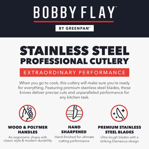 Miniatura 8 de GreenPan x Bobby Flay - Cuchillo de chef de 8 pulgadas con funda, hoja de acero inoxidable de alta calidad, herramienta de cocina de corte