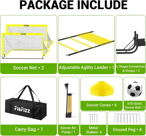 Miniatura 7 de Portería de fútbol, portería de fútbol para patio trasero, juego de red de fútbol portátil desplegable de 6 x 4 pies, equipo de entrenamiento