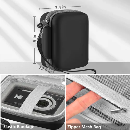 Miniatura 3 de Leayjeen Funda para cámara digital compatible con KODAK FZ55 FZ45 44MP 1080P Point & Shoot, funda protectora dura portátil para adolescentes y Negro