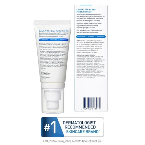 Miniatura 8 de CeraVe Gel hidratante ultraligero, gel hidratante facial para hombres y mujeres con ceramidas, niacinamida, ácido hialurónico, sin fragancia, sin