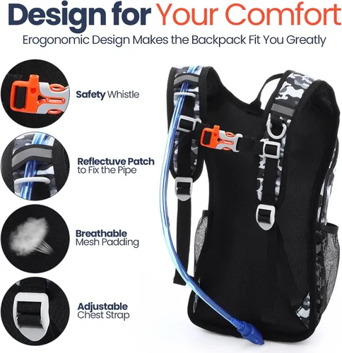 Miniatura 3 de Shinylin Mochila de Hidratación para Niños con Vejiga de Agua de 1.5L Mochila de Senderismo Ligera para Niños o Niñas Niños Ciclismo Escalada Correr