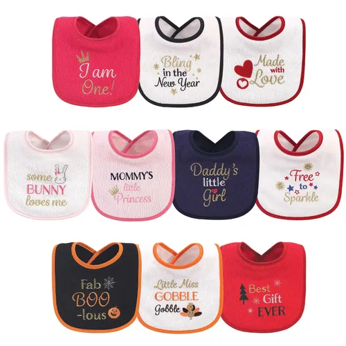 Miniatura 3 de Baberos Hudson Baby unisex de algodón de rizo con relleno de fibra, modelo Holiday Girl Sparkle, talla única