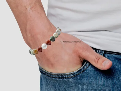 Miniatura 13 de Amazing Gemstone Pulsera de cristal para mujeres y hombres, pulsera de cristal curativo de protección, pulsera elástica con cuentas de piedras