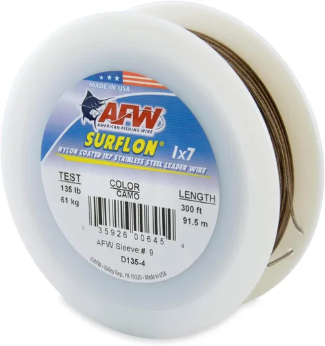 Miniatura 22 de Alambre de pesca americano Surflon recubierto de nailon 1x7 de acero inoxidable, línea líder de pesca para agua salada, prueba de 10 libras - prueba