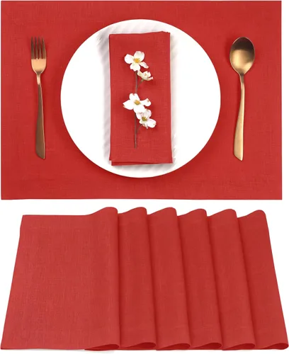 Miniatura 16 de Classic Linen™ by D'Moksha - Juego de 4 manteles individuales naturales, 14 x 19 pulgadas, lino 100% puro, lavables a máquina, verano