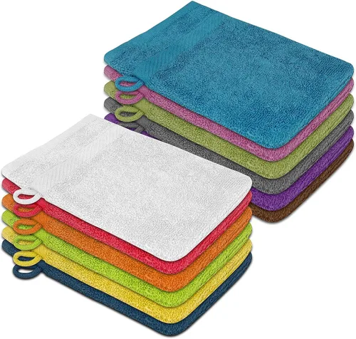 Miniatura 2 de ZUPERIA Manoplas de baño de alta calidad, paquete de 12 (6 x 9 pulgadas), 100% algodón, estilo europeo, con lazo, paños de baño súper suaves