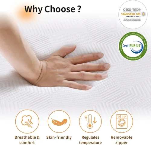 Miniatura 4 de MUUEGM Colchón individual XL, colchón de espuma viscoelástica de gel de 12 pulgadas tamaño individual XL en una caja para aliviar el dolor