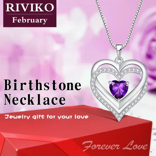 Miniatura 49 de RIVIKO Collar con símbolo de corazón infinito para mujer, plata de ley 925, delicado colgante de corazón para el día de San Valentín, día