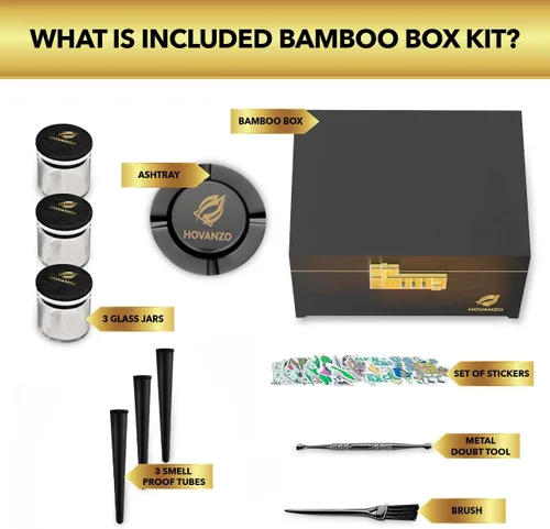 Miniatura 3 de Caja de almacenamiento grande de bambú premium con bandeja extraíble, caja de madera de almacenamiento para hierbas y accesorios, juego de caja