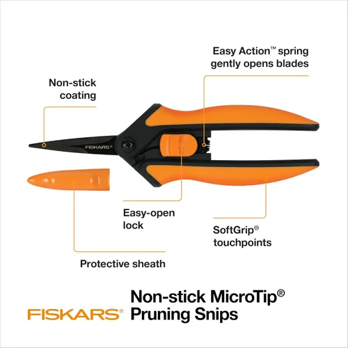 Miniatura 2 de Fiskars 399241-1002 Tijeras de podar con micro puntas, cuchillas antiadherentes, 2 unidades, naranja