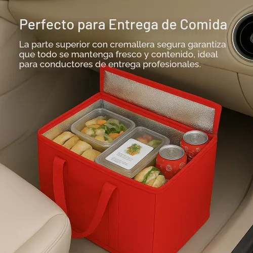 Miniatura 4 de musbus - Paquete de 2 bolsas de compra aislantes XL, rojas, reutilizables, de alta resistencia, con cierre, plegables, para compras, para coche
