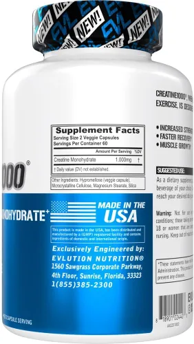 Miniatura 3 de Evlution Nutrition - Cápsulas de monohidrato de creatina, píldoras de creatina antes y después del entrenamiento, píldoras de creatina para hombres