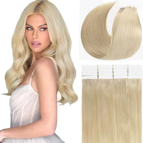 Miniatura 42 de Loxxy Extensiones adhesivas de cabello humano de 12 pulgadas, extensiones de cabello humano real color negro azabache, con cinta adhesiva de trama