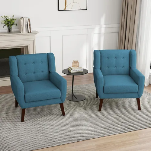 Miniatura 83 de Silla decorativa de piel sintética, moderna silla tapizada para sala de estar, cómodos asientos individuales con botones, asiento de lectura Negro