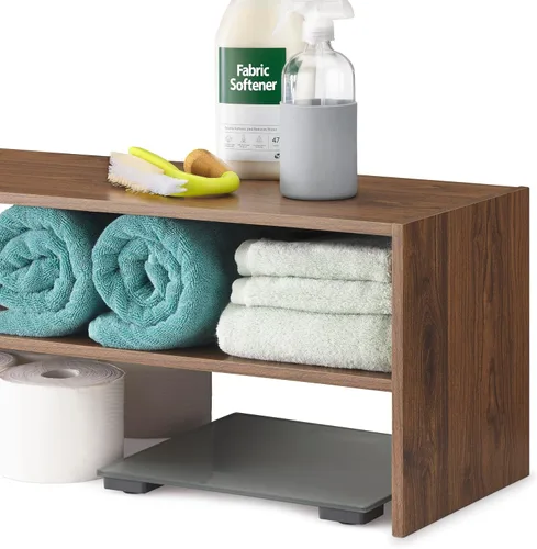 Miniatura 7 de Whitmor - Estante para zapatos apilable de madera con 2 estantes, nogal, 61 centímetros, paquete de 2
