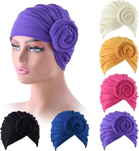 Miniatura 2 de Sombreros turbantes para niñas con diadema de nudo torcido preatado de algodón indio, gorro para la cabeza