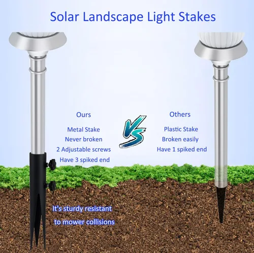 Miniatura 4 de 4 estacas de acero para antorchas, estacas de jardín para luces al aire libre, estacas de repuesto de metal para luces solares y antorchas de llama