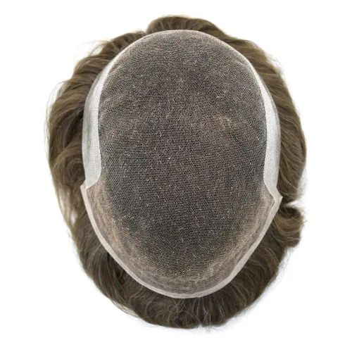Miniatura 5 de Sistema de cabello de encaje francés para hombres Tupé para hombres Pieza de cabello humano real para hombres Sistema de reemplazo de cabello