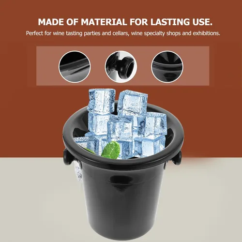 Miniatura 4 de UPKOCH Paquete de 2 cubos de hielo para escupitón de vino con asas dobles de 4.5 L, redondas, tinas negras de polipropileno para eventos de cata