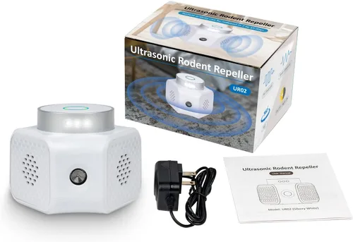 Miniatura 6 de Repelente ultrasónico de roedores enchufable – Ratones de interior, ratas, ardillas, dispositivo disuasorio de murciélagos con 4 modos, luces