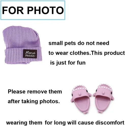Miniatura 6 de Conjunto de disfraz de hámster con camisa, sombrero, zapatos, pantuflas de tiburón lindo animal pequeño para mascotas reales, ropa de fiesta de Azul