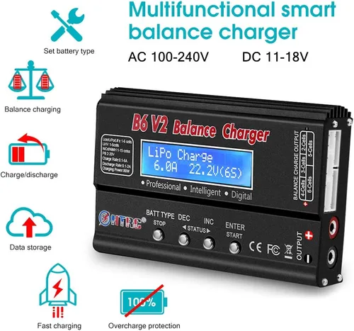 Miniatura 3 de LiPo Battery Charger RC Car Balance Charger, 1S-6S Digital Discharger Battery Pack Charger 80W 6A for Li-ion Life NiCd NiMH LiHV PB Smart