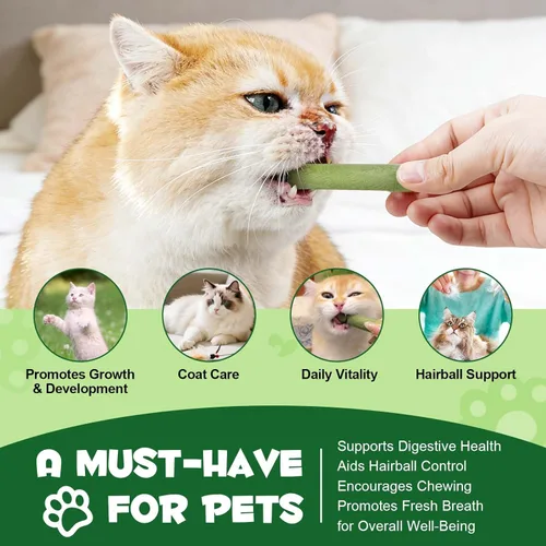 Miniatura 6 de Palito de hierba para gatos de 2.12 oz, secado congelado, bocadillos para limpieza de dientes y eliminación de bolas de pelo, sabor natural a pollo