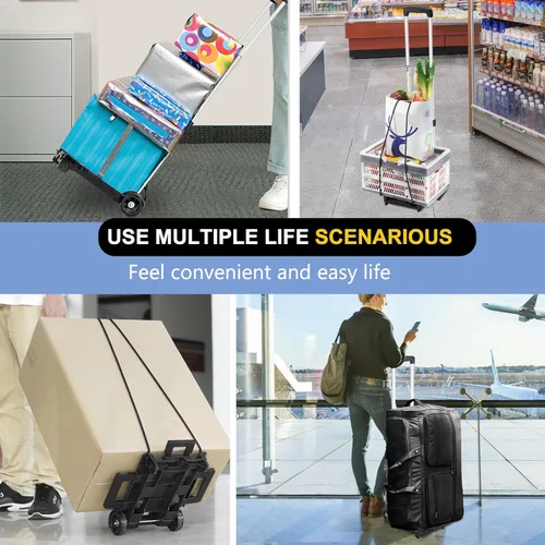 Miniatura 4 de Carretilla de Mano Plegable Trolley de Aluminio, Carrito Pequeño, Carrito de Mano Plegable Carrito Plegable de 2 Ruedas Trolley de Equipaje Carrito