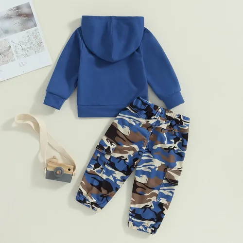 Miniatura 93 de Mandizy Conjunto de ropa de otoño para bebé niña pequeña, sudadera de manga larga con estampado de letras bendecidas, pantalones de camuflaje