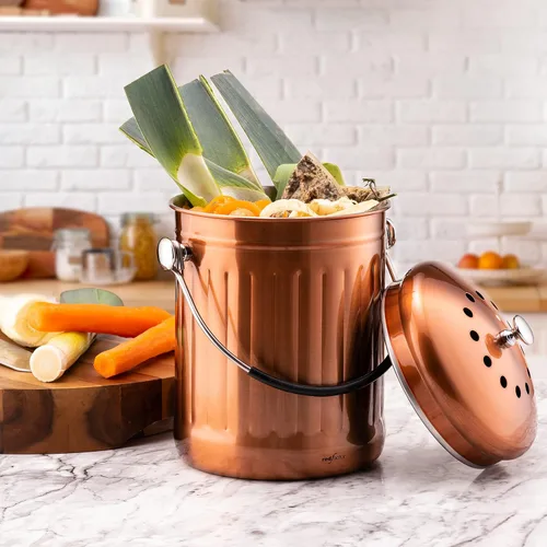 Miniatura 3 de RED FACTOR Contenedor de Compost Premium para Encimera de Cocina - Cubo de Residuos de Alimentos de Acero Inoxidable con Tecnología Innovadora
