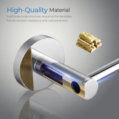 Miniatura 3 de Kibi Portarrollos circulares de papel higiénico – Moderno soporte de papel higiénico montado en la pared, construcción de latón resistente, cromado