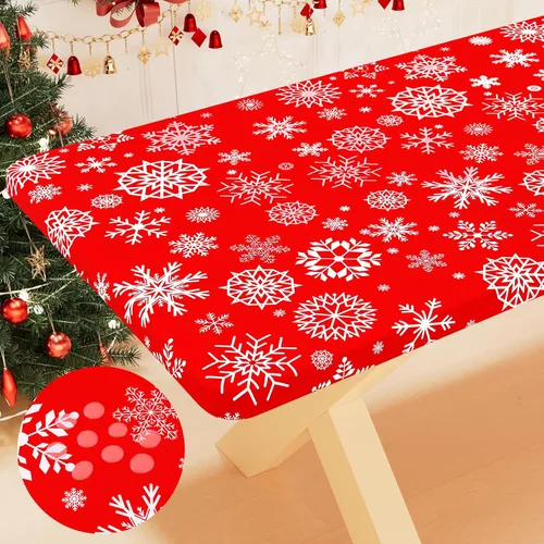 Miniatura 44 de Smiry Mantel cuadrado para mesa de pícnic, impermeable, elástico, ajustable, para campamento, protector de vinilo con parte trasera de franela Beige