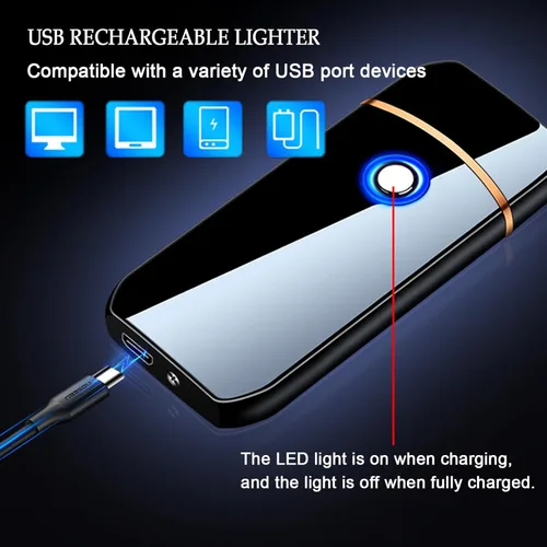 Miniatura 3 de Encendedor electrónico recargable por USB, encendido inteligente de doble cara, resistente al viento, plasma ligero, regalo portátil para novios