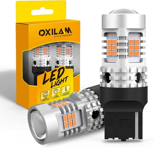 Miniatura 11 de OXILAM - Bombilla de luz LED para señal de giro BA15S 1156, CANBUS sin errores, 2200K, amarillo ámbar, 2800 LM, para 7506, 1156A, 1003, 1141, P21W