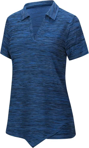 Miniatura 2 de Viracy Polo de golf con cuello en V para mujer, manga corta, secado rápido, para entrenamiento