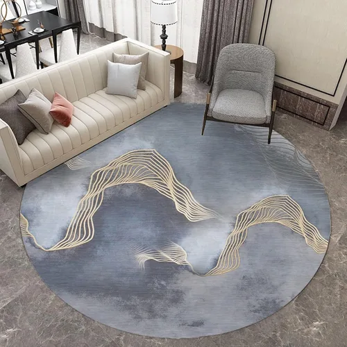 Alfombra redonda contemporánea gris circular para sala de estar, dormitorio, mesita de noche, mesa de café, decoración del suelo, alfombra de 31.5