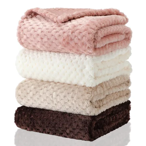 Frienda Manta mullida para bebé, 4 piezas, manta mullida para niños y niñas, suave y cálida para bebés, recién nacidos, suministros de cama para