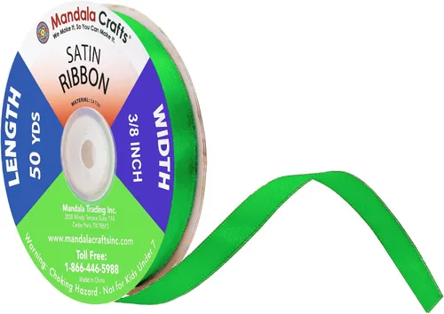 Miniatura 71 de Mandala Crafts Cinta de satén verde manzana para manualidades, cintas de tela de 1.5 pulgadas de ancho de 50 yardas para envolver regalos, ramos