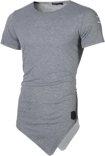Miniatura 5 de Camisas recortadas Hombres Verano Manga Corta Cuello Redondo Camisetas Tops Blusas irregulares Deportivas sólidas