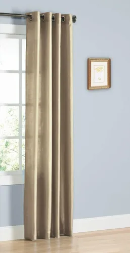 Miniatura 11 de 1 cortina de seda sintética para ventana, panel sólido de 55 x 63 pulgadas, 84 pulgadas, 95 pulgadas y 108 pulgadas de largo, ojales de bronce Negro