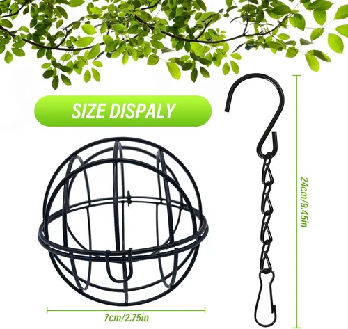 Miniatura 6 de Longzhuo 6 comederos metálicos para colibríes para colgar en exteriores, bola redonda de sebo a prueba de ardillas, regalos de observación de aves