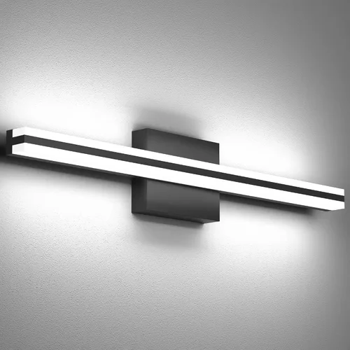 SOLFART Luces de tocador de baño sobre espejo 14W 60 cm Luz de baño moderna negra 6000K ND