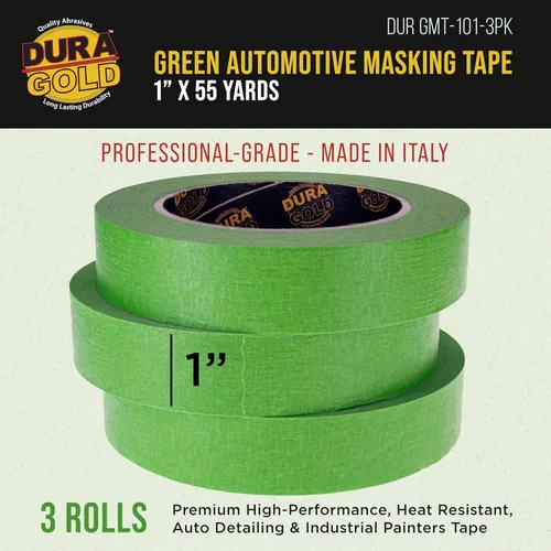 Miniatura 2 de Dura-Gold Cinta adhesiva verde automotriz de 1 pulgada (0.945 in x 55 yardas), 3 rollos – Premium alto rendimiento, resistente al calor – Pintura