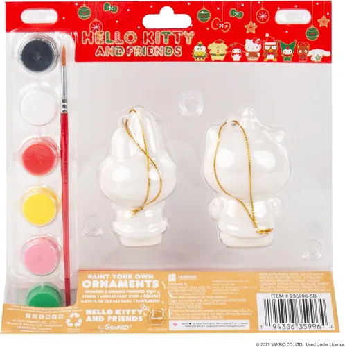 Miniatura 8 de Hello Kitty® y My Melody™ Kit para pintar tus propios adornos navideños, juego de manualidades de cerámica para las fiestas, paquete de 2
