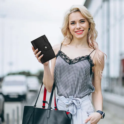 Miniatura 2 de Airkit Billetera pequeña plegable para mujer, con bloqueo RFID, tarjetero con cremallera, cartera de viaje con bolsillo para monedas, color negro