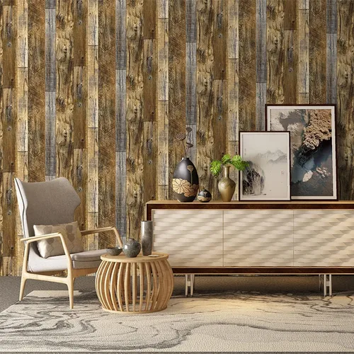 Miniatura 6 de Papel tapiz autoadhesivo de 17.7 x 236 pulgadas con tablones de madera para decoración de pared de gabinetes, estantes, cajones Marrón