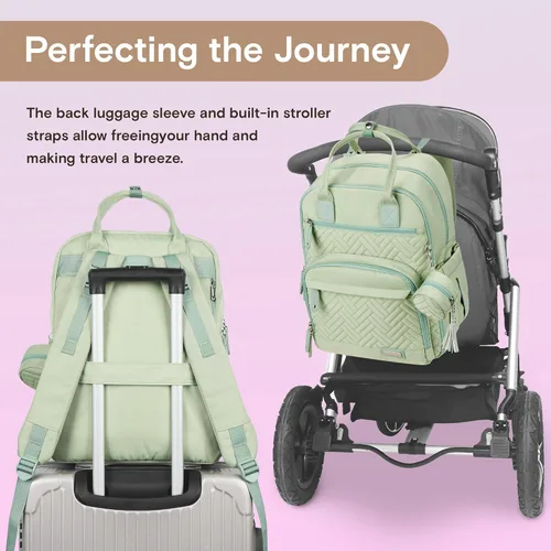 Miniatura 7 de iniuniu Mochila para pañales, kit 4 en 1, bolsas de bebé unisex grandes para niños y niñas, mochila de viaje impermeable con bolsa para pañales