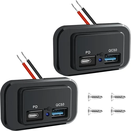 Miniatura 10 de Nilight 2 Pack PD Type C y QC 3.0 Panel de toma rápida USB con interruptor táctil LED ON Off, kit de cable fundido para coches, camiones