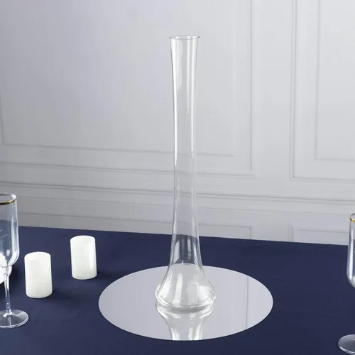 Miniatura 24 de Efavormart - Juego de 2 centros de mesa de trompeta con adornos de cristal transparente de 31 pulgadas, jarrón reversible de plástico para flores