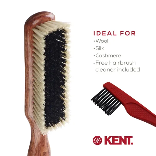 Miniatura 2 de Kent Cepillo de ropa CP6. Removedor de pelusa de cerdas de jabalí 100% natural en blanco y negro, especialmente para cachemira, lana y seda